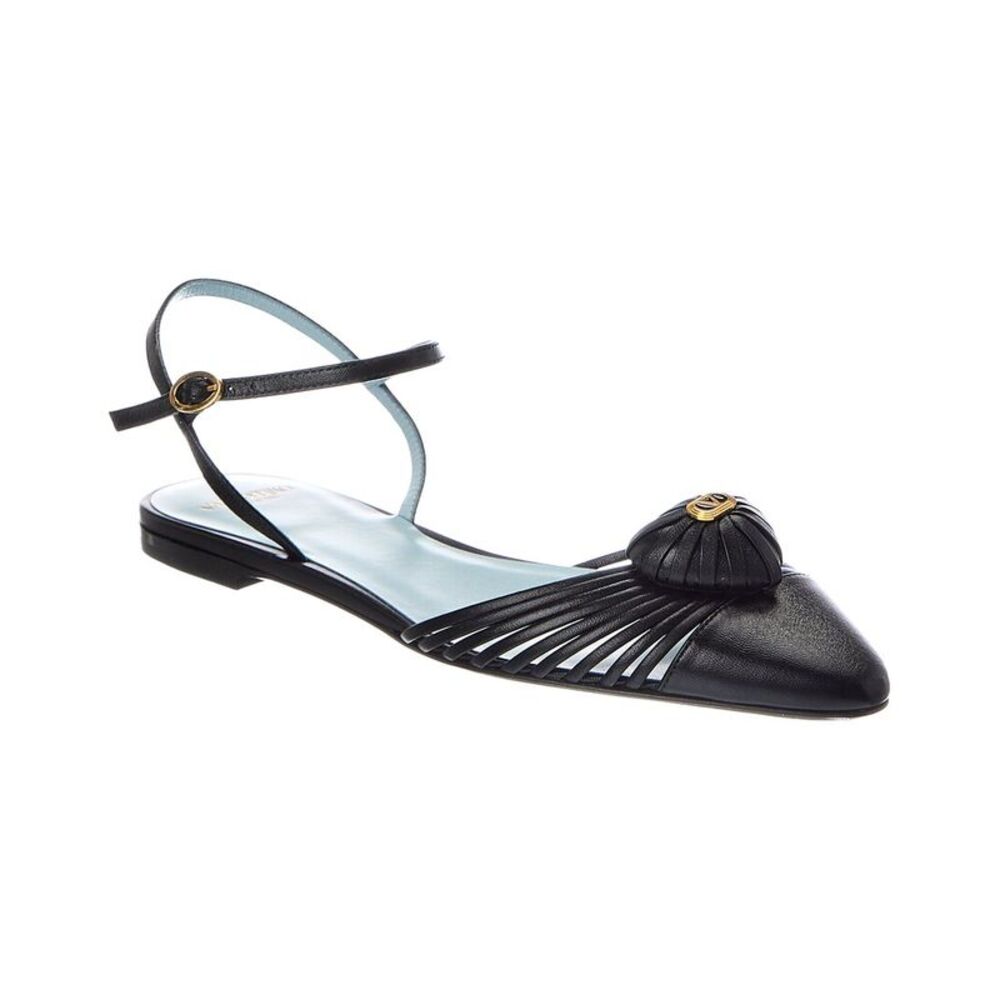 Valentino Vlogo Signature Leather Sandal, Black